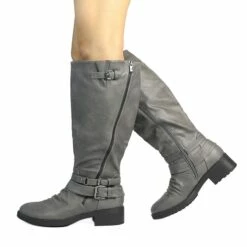 Wide Calf Faux Fur Lined Knee High Boots GREY -DREAM PAIRS Sales 3 163