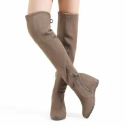 Thigh High Wedges Boots KHAKI -DREAM PAIRS Sales 3 167