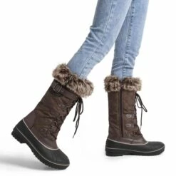 Fur Lined Lace-Up Snow Boots BROWN -DREAM PAIRS Sales 3 169