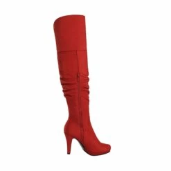 Over The Knee Chunky Heel Boots RED -DREAM PAIRS Sales 3 170
