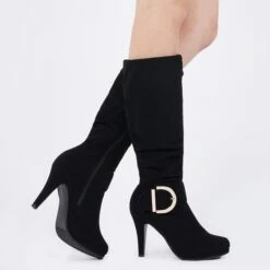 Dream Pairs Women's Winter High Heel Knee High Boots BLACK -DREAM PAIRS Sales 3 175