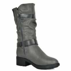 Faux Fur Mid Calf Winter Riding Boots GREY 9 Faux Fur Mid Calf Winter Riding Boots GREY -DREAM PAIRS Sales 3 182