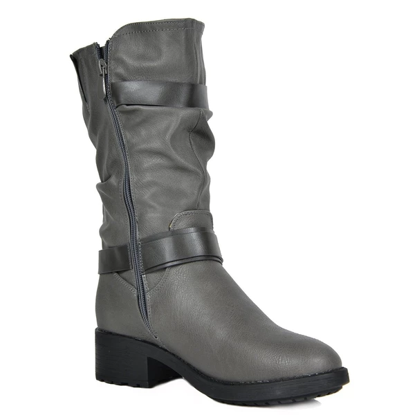 Faux Fur Mid Calf Winter Riding Boots GREY 6 Faux Fur Mid Calf Winter Riding Boots GREY - Image 4
