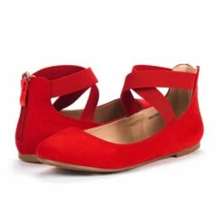 Fashion Ankle Strap Elastic Ballet Flats RED -DREAM PAIRS Sales 3 191