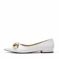 Chain Pointed Toe Ballet Flats WHITE PU -DREAM PAIRS Sales 3 193