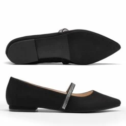 Slip On Rhinestone Strap Flats BLACK -DREAM PAIRS Sales 3 194