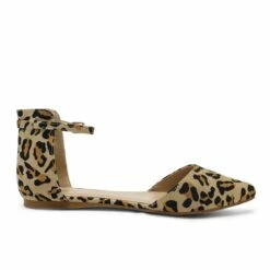 Ankle Strap Ballet Flats LEOPARD