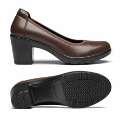 [Stand All Day Pumps] Edena Chunky Low Block Heel Pumps BROWN -DREAM PAIRS Sales 3 203