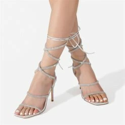 Stiletto Rhinestone Strappy Heels SILVER 12 Stiletto Rhinestone Strappy Heels SILVER -DREAM PAIRS Sales 3 22