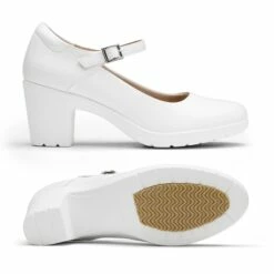 [Stand All Day Pumps] Edenia Round Toe Mary Jane Pumps WHITE