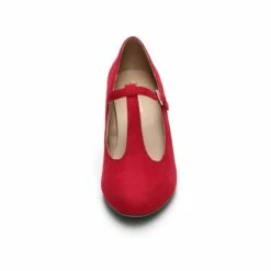T-Strap Mary Jane Pumps With Chunky Heel RED -DREAM PAIRS Sales 3 226