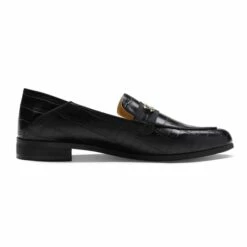 Comfortable Casual Round Toe Loafers BLACK STONE PU