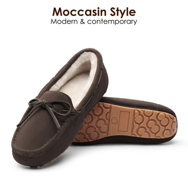 Moccasin Slippers With Faux Fur BROWN 3 Moccasin Slippers With Faux Fur BROWN - Image 2