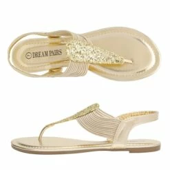 Elastic Gladiator Flat Sandals GOLD