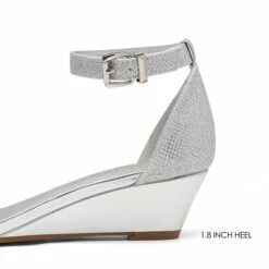 Ankle Strap Low Wedge Heel Sandals SILVER PLAID -DREAM PAIRS Sales 3 43