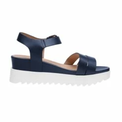Buckle Ankle Strap Platform Wedge Sandals NAVY PU -DREAM PAIRS Sales 3 45