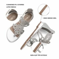 Gladiator Rhinestones Flat Sandals SILVER -DREAM PAIRS Sales 3 49