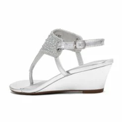 Low Wedge Dress Sandals SILVER