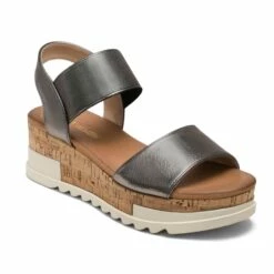 Ankle Strap Platform Sandals PEWTER