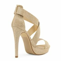 Open Toe Strappy Stiletto Sandals GOLD GLITTER