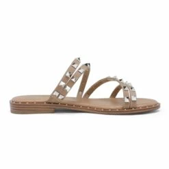 Clear Studded Rhinestone Flat Sandals NUDE PU RIVET -DREAM PAIRS Sales 3 69