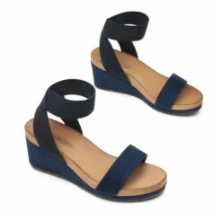 Comfortable Ankle Strap Platform Wedge Sandals NAVY -DREAM PAIRS Sales 3 85