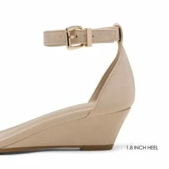 Open Toe Low Wedge Sandals NUDE SUEDE -DREAM PAIRS Sales 3 91