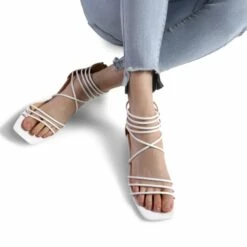 Square Toe Casual Strappy Sandals WHITE 9 Square Toe Casual Strappy Sandals WHITE -DREAM PAIRS Sales 3 92