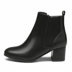 Chelsea Chunky Block Heel Booties BLACK PU -DREAM PAIRS Sales 3 99