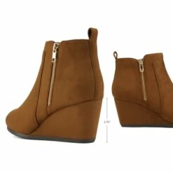Pointed Toe Suede Wedge Bootie TAN SUEDE
