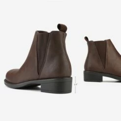 Chunky Low Heel Ankle Booties BROWN PU -DREAM PAIRS Sales 4 109