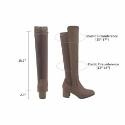 Chunky Knee High Stretch Boots KHAKI -DREAM PAIRS Sales 4 122