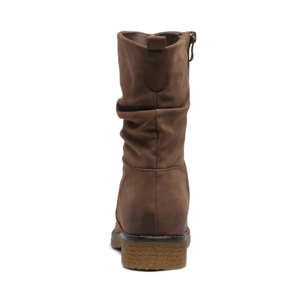 Winter Chunky Mid Calf Boots TAN PU 4 Winter Chunky Mid Calf Boots TAN PU - Image 2
