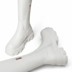 Ikon Stretchy Over The Knee Boots WHITE PU 12 Ikon Stretchy Over The Knee Boots WHITE PU -DREAM PAIRS Sales 4 124