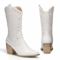 Dakota Western Cowboy Boots WHITE -DREAM PAIRS Sales 4 136