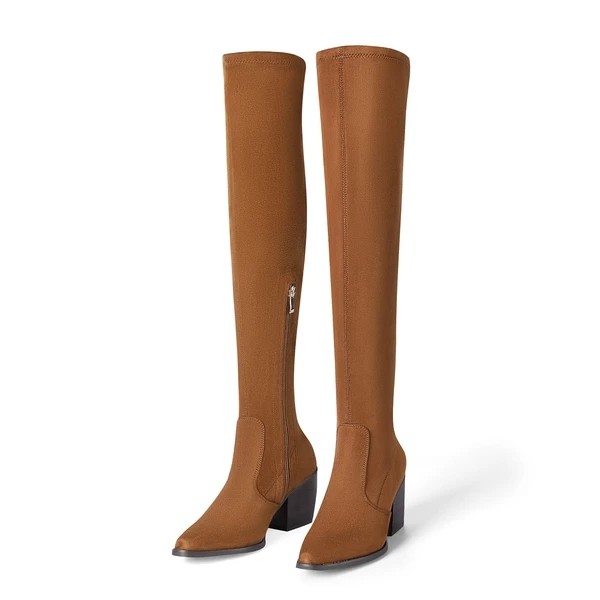 Pointed Toe Thigh High Boots BROWN SUEDE 3 Pointed Toe Thigh High Boots BROWN SUEDE