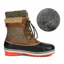 Mid Calf Lace Up Snow Boots BROWN -DREAM PAIRS Sales 4 138