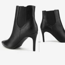 Pointed Toe Stiletto Chelsea Ankle Booties BLACK PU -DREAM PAIRS Sales 4 140