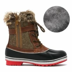 Mid Calf Faux Snow Boots BROWN