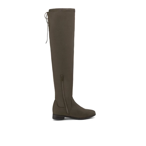 Block Heel Over The Knee High Boots KHAKI 6 Block Heel Over The Knee High Boots KHAKI - Image 4