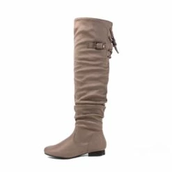 Winter Over The Knee Suede Boots KHAKI