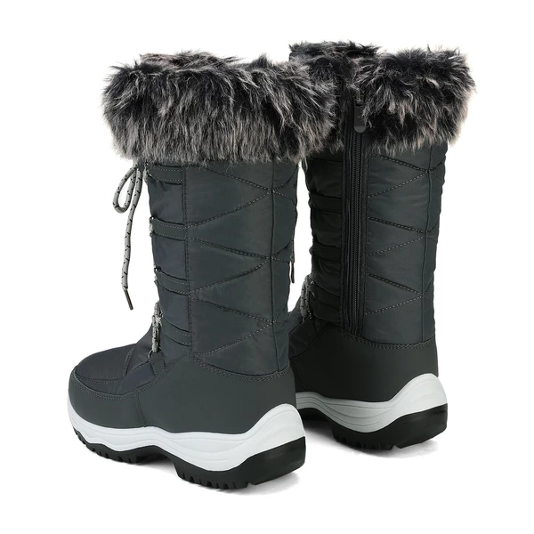 Mid Calf Lace Up Winter Boots GREY 5 Mid Calf Lace Up Winter Boots GREY - Image 3