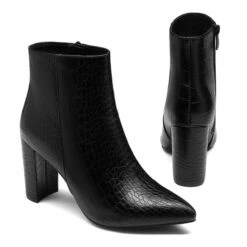 Chunky High Heel Ankle Booties BLACK -DREAM PAIRS Sales 4 167