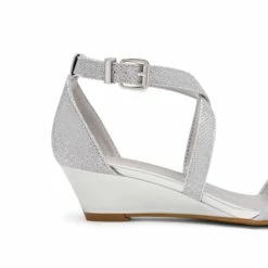 Open Toe Low Heel Wedge Sandals SILVER -DREAM PAIRS Sales 4 17