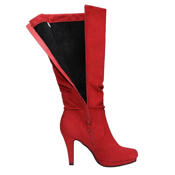 Knee High Heeled Boots RED 7 Knee High Heeled Boots RED - Image 5