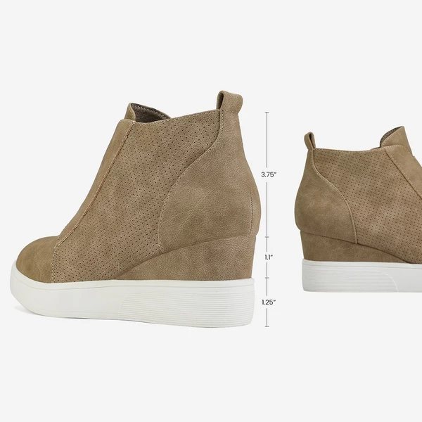 Platform Wedge Ankle Booties TAUPE 4 Platform Wedge Ankle Booties TAUPE - Image 2