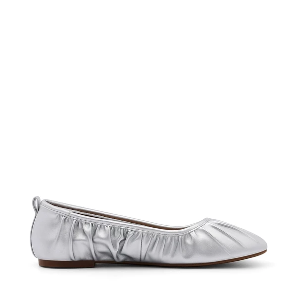 Pleated Round Toe Ballet Flats SILVER 7 Pleated Round Toe Ballet Flats SILVER - Image 5