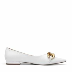 Chain Pointed Toe Ballet Flats WHITE PU -DREAM PAIRS Sales 4 186