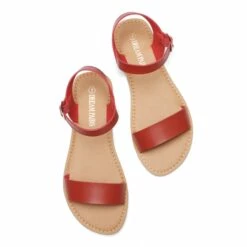 Ankle Strap Open Toe Flat Sandals RED -DREAM PAIRS Sales 4 19