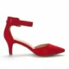 Ankle Strap Low Heel Dress Pumps RED SUEDE -DREAM PAIRS Sales 4 194